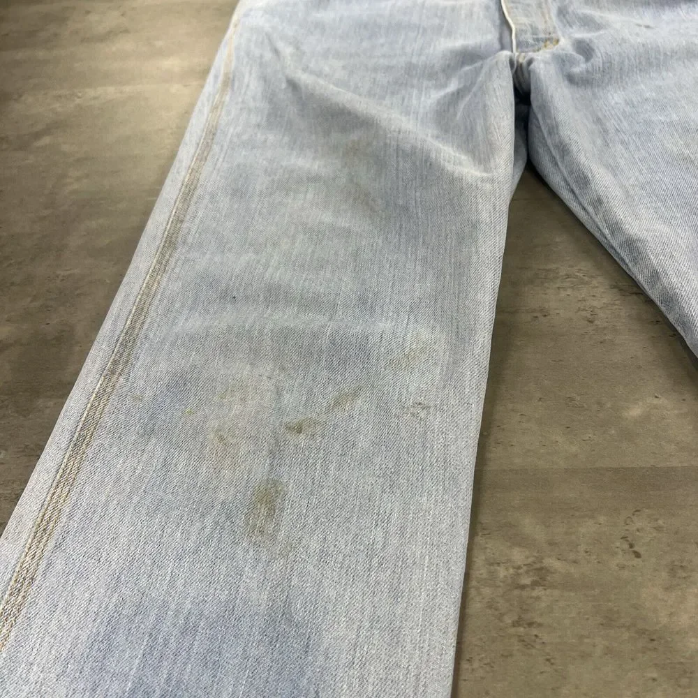 True Vintage Buddys‎ Jean Men 32x30 Blue Denim Light Wash Faded Tripe Stitch